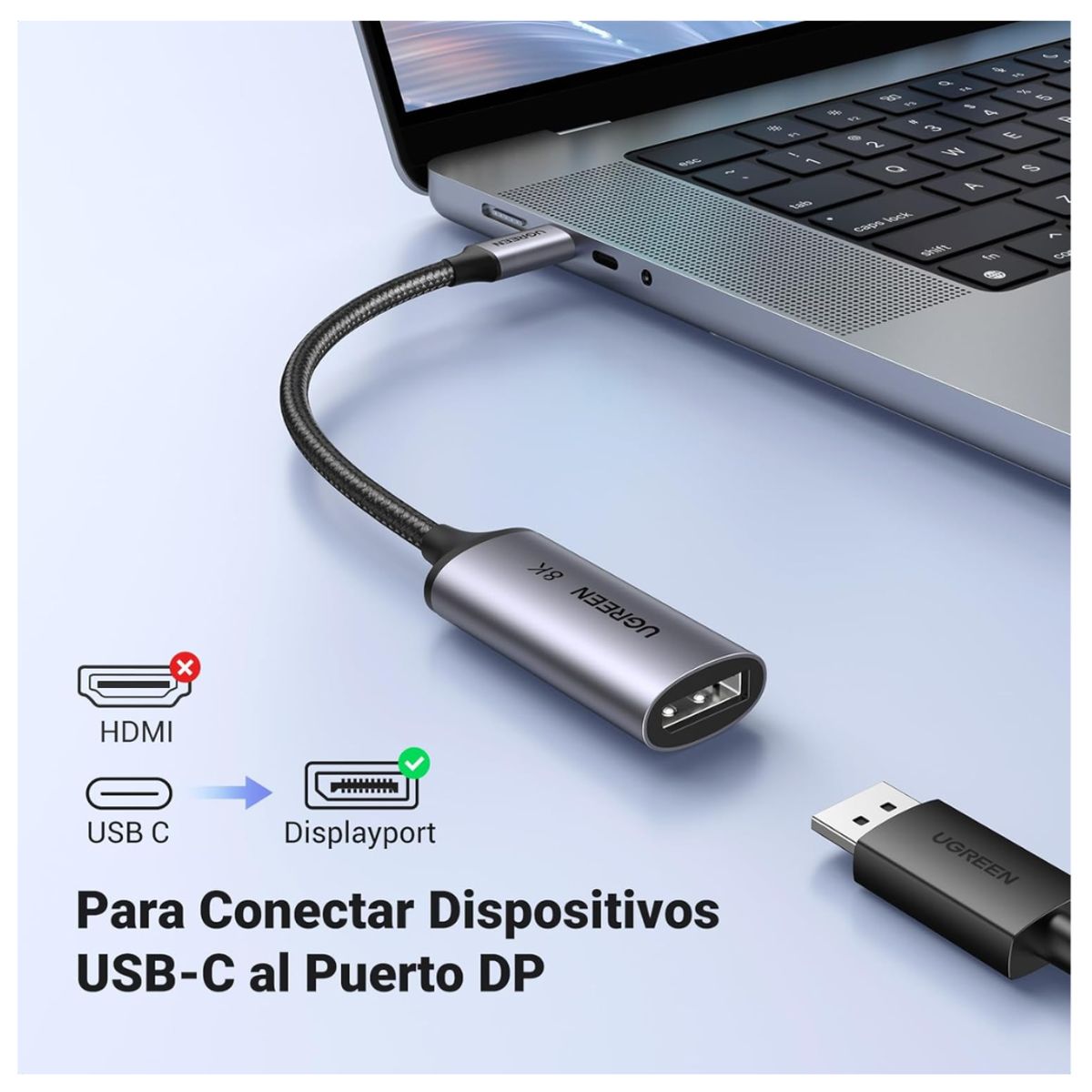 UGREEN - Adaptador UGREEN Type C a DisplayPort 8K Alta Definición y Rendimiento