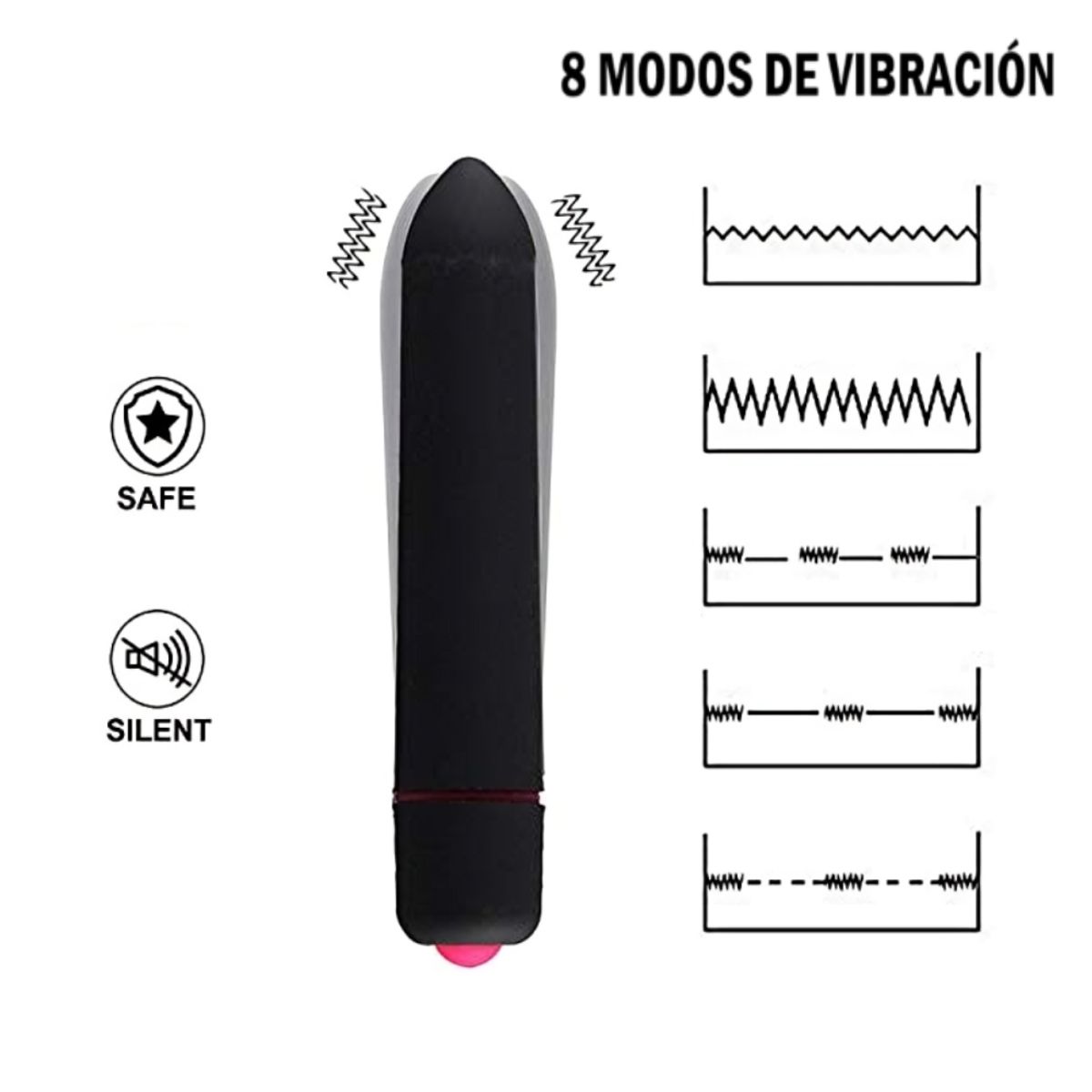 GENERICO - Vibrador Consolador De Silicona De 8 Velocidades - Negro