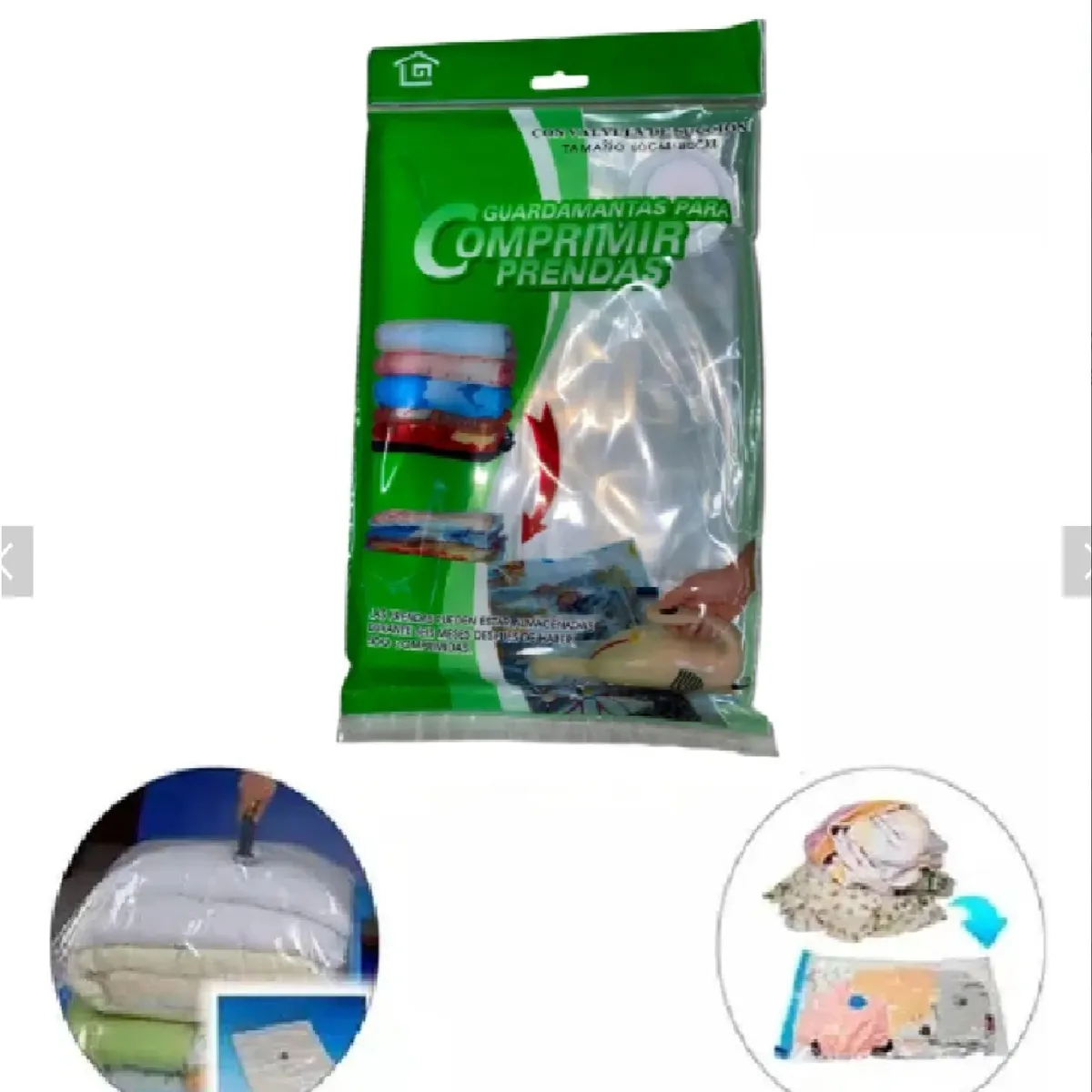 GENERICO - Set X5 Bolsas Para Guardar Ropa Al Vacío 3 Medidas + Bomba