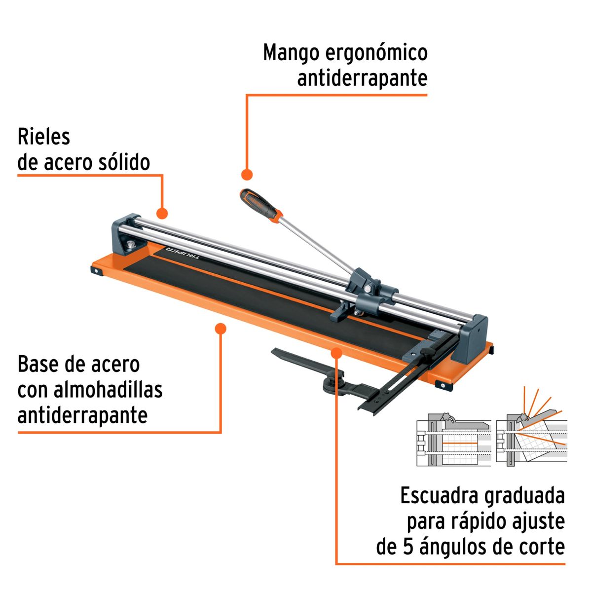 TRUPER - Cortadora de Ceramica, Mayolica 66 cm profesional, Kit cuña nivelador