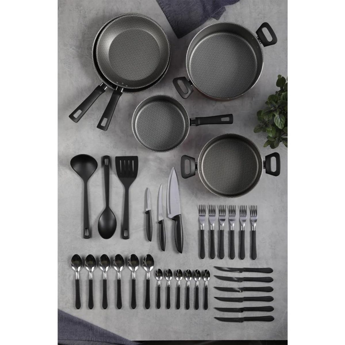 TRAMONTINA - Juego de Ollas 38 Piezas Antiadherente Victoria Tramontina