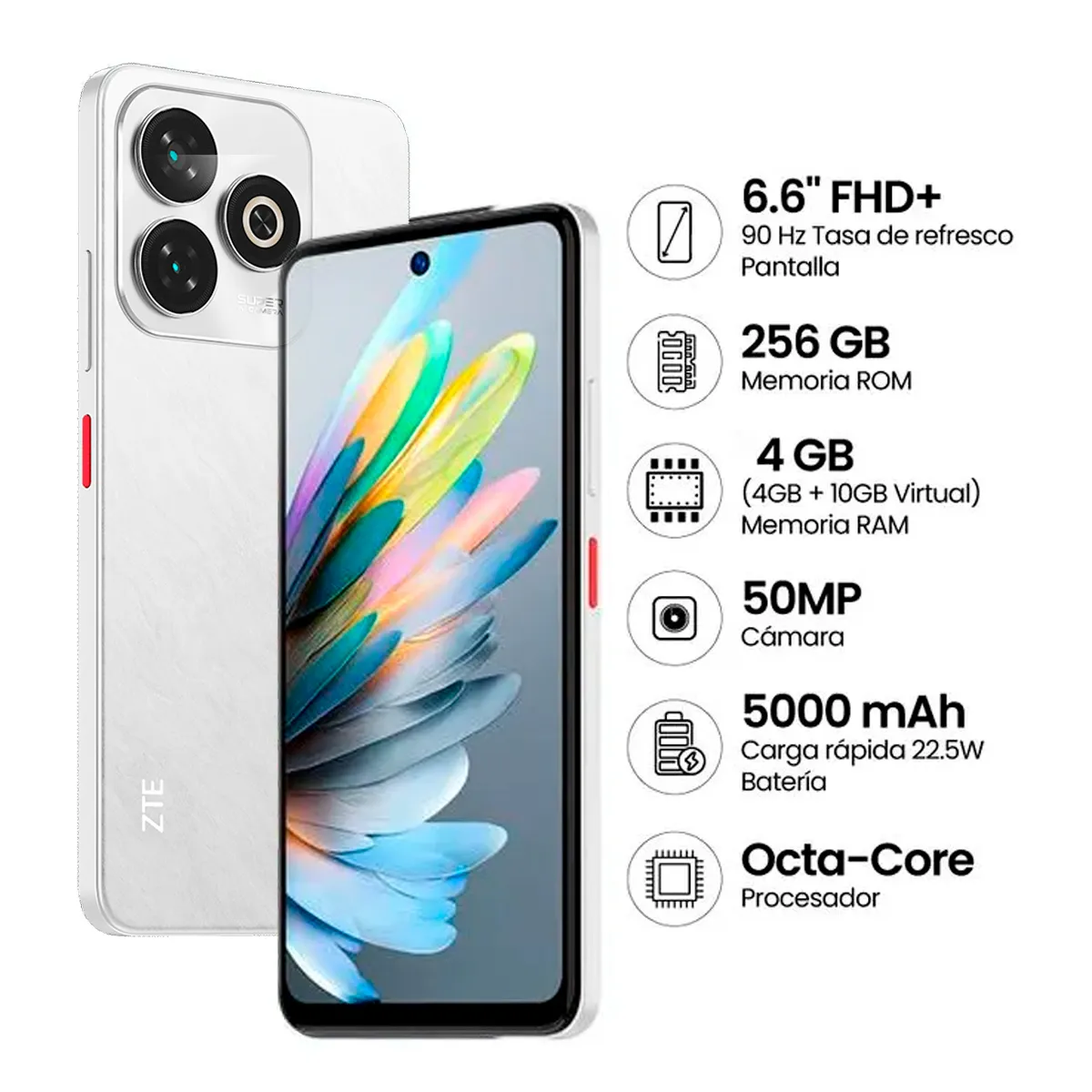 ZTE - Celular ZTE V60 Smart 4GB 256GB BLANCO