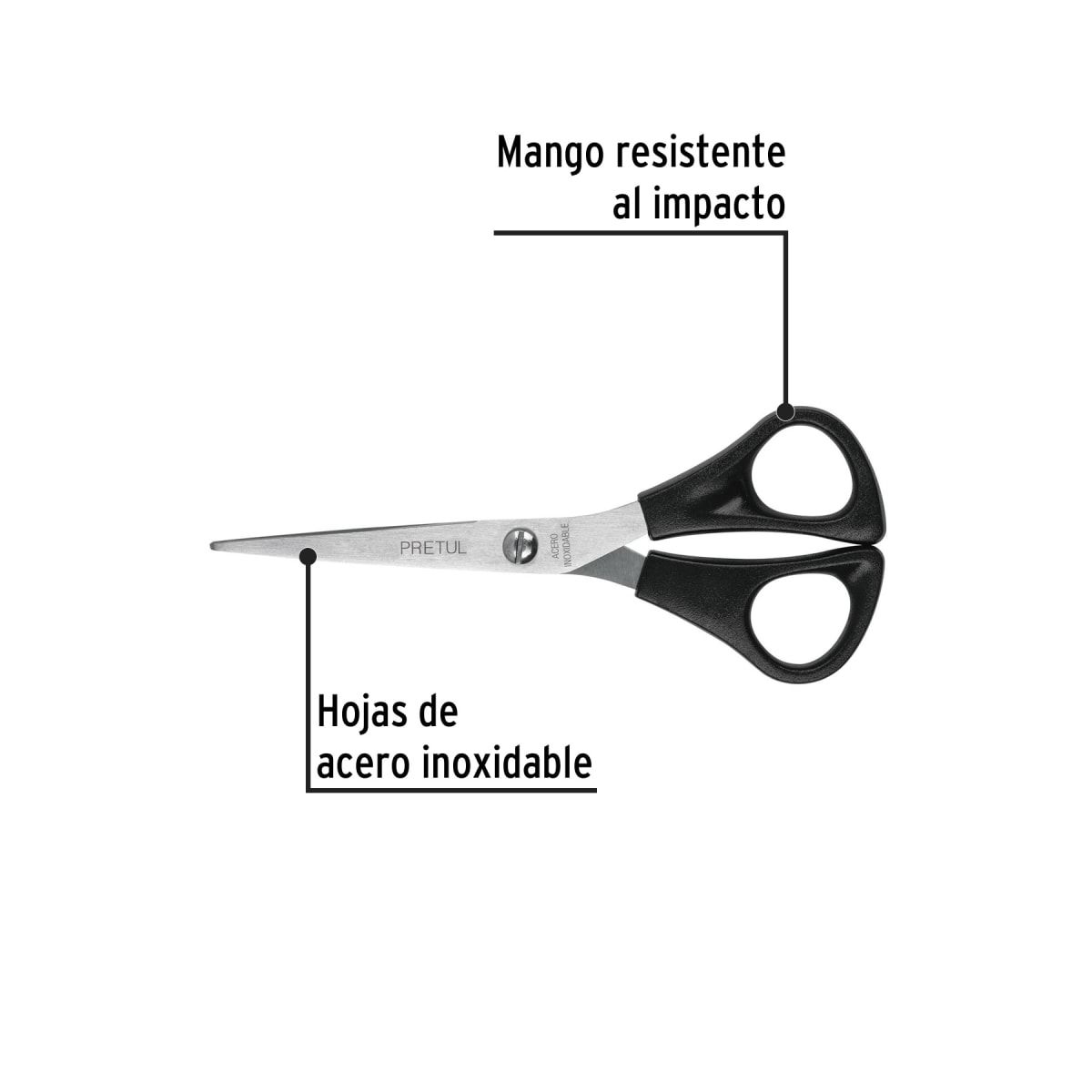 PRETUL - Tijera 6 de acero inoxidable para casa y oficina Pretul