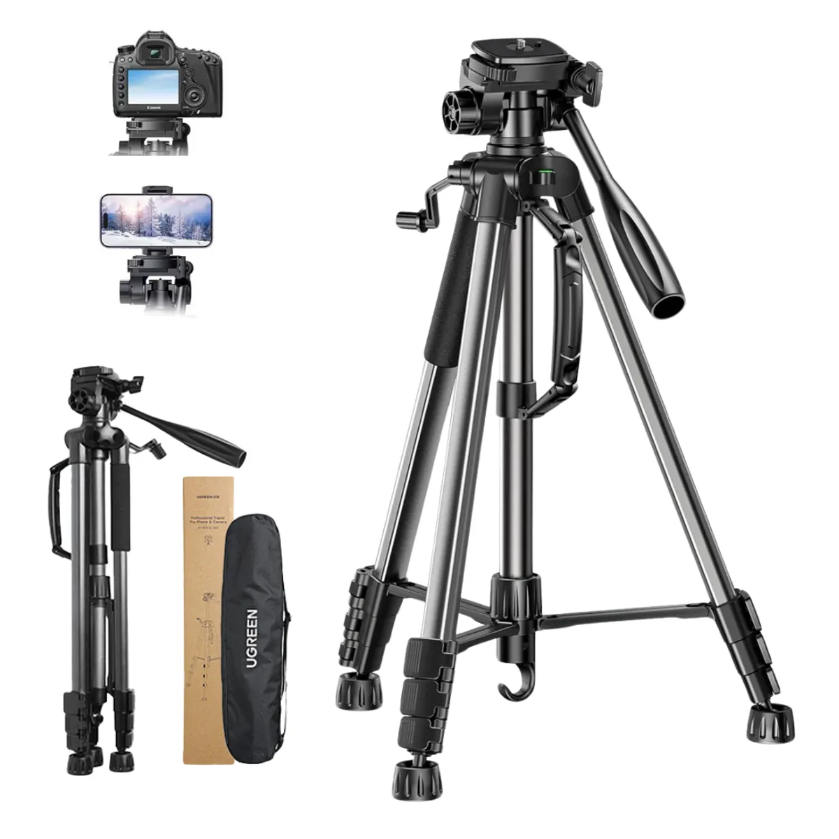 UGREEN - Trípode Profesional UGREEN LP661 175cm para Cámara y Celular