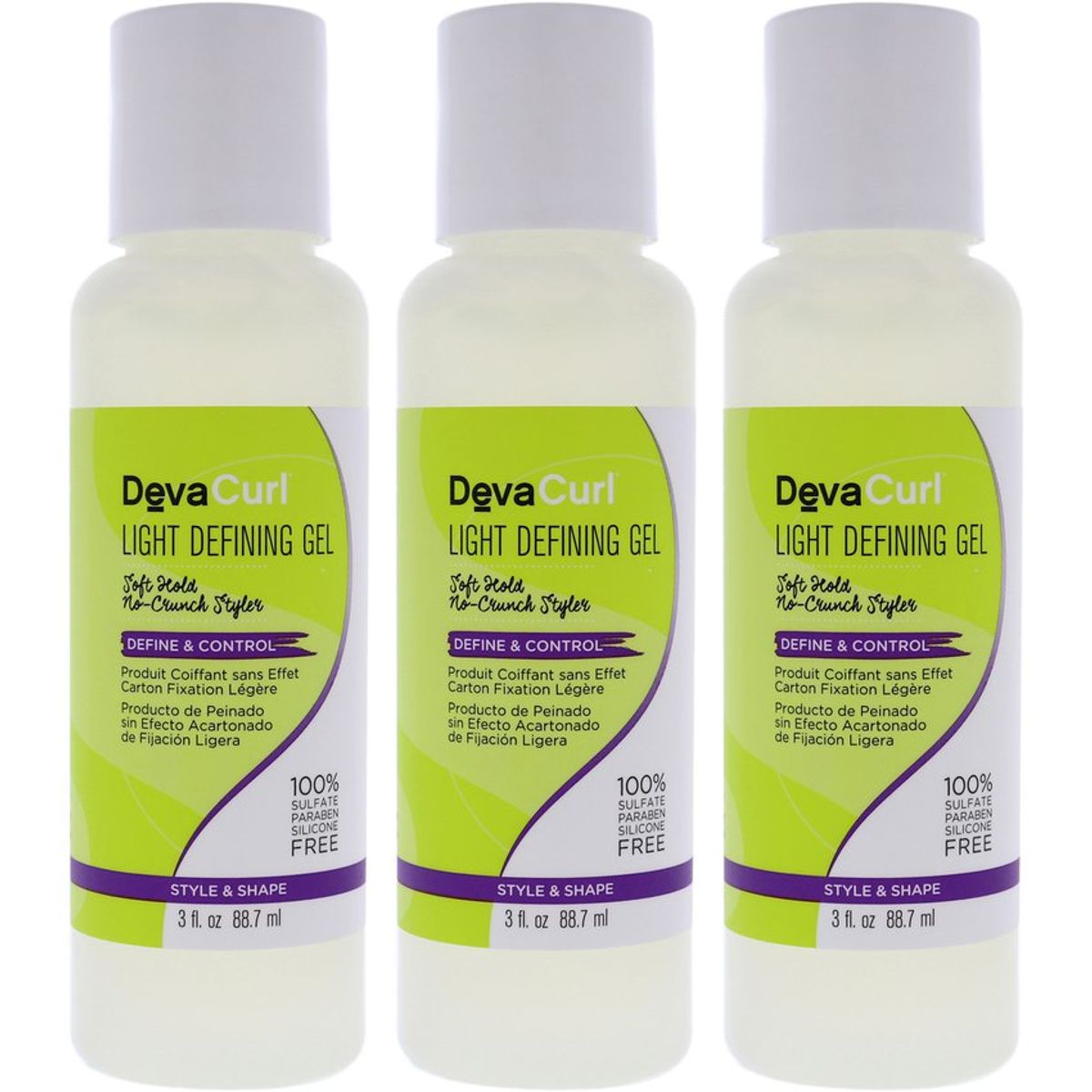 DEVACURL - DevaCurl Luz Definición del gel - Pack de 3-DevaCurl-3oz