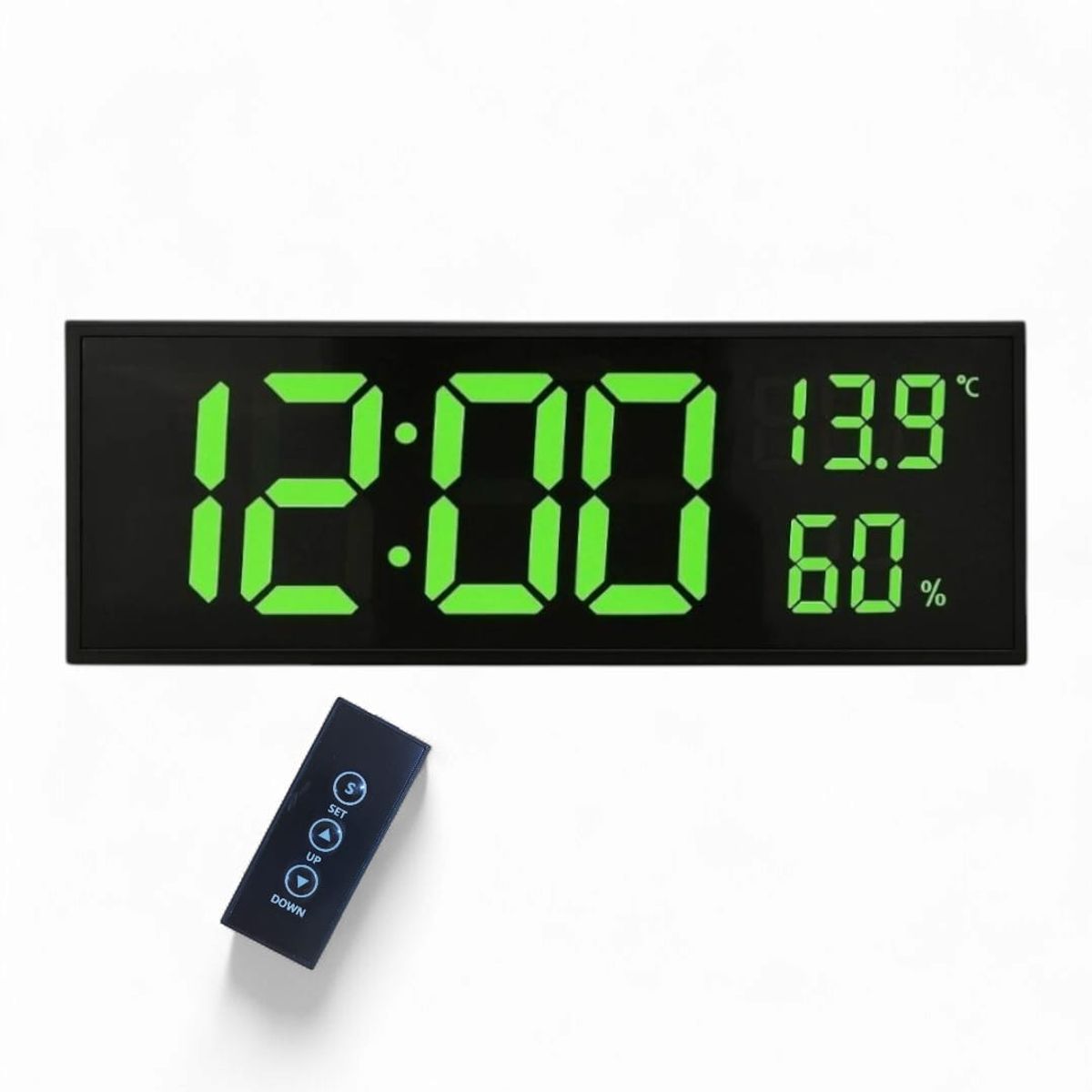 GENERICO - Reloj Digital de pared con Control remoto Humedad y Temperatura