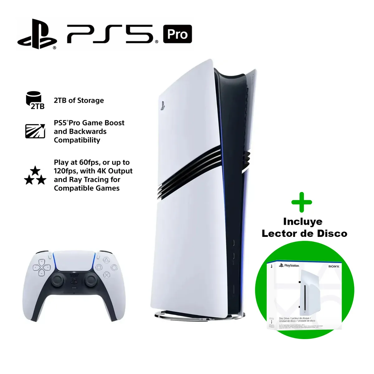 SONY - Consola PS5 Pro Digital 2 TB + Lector de Disco