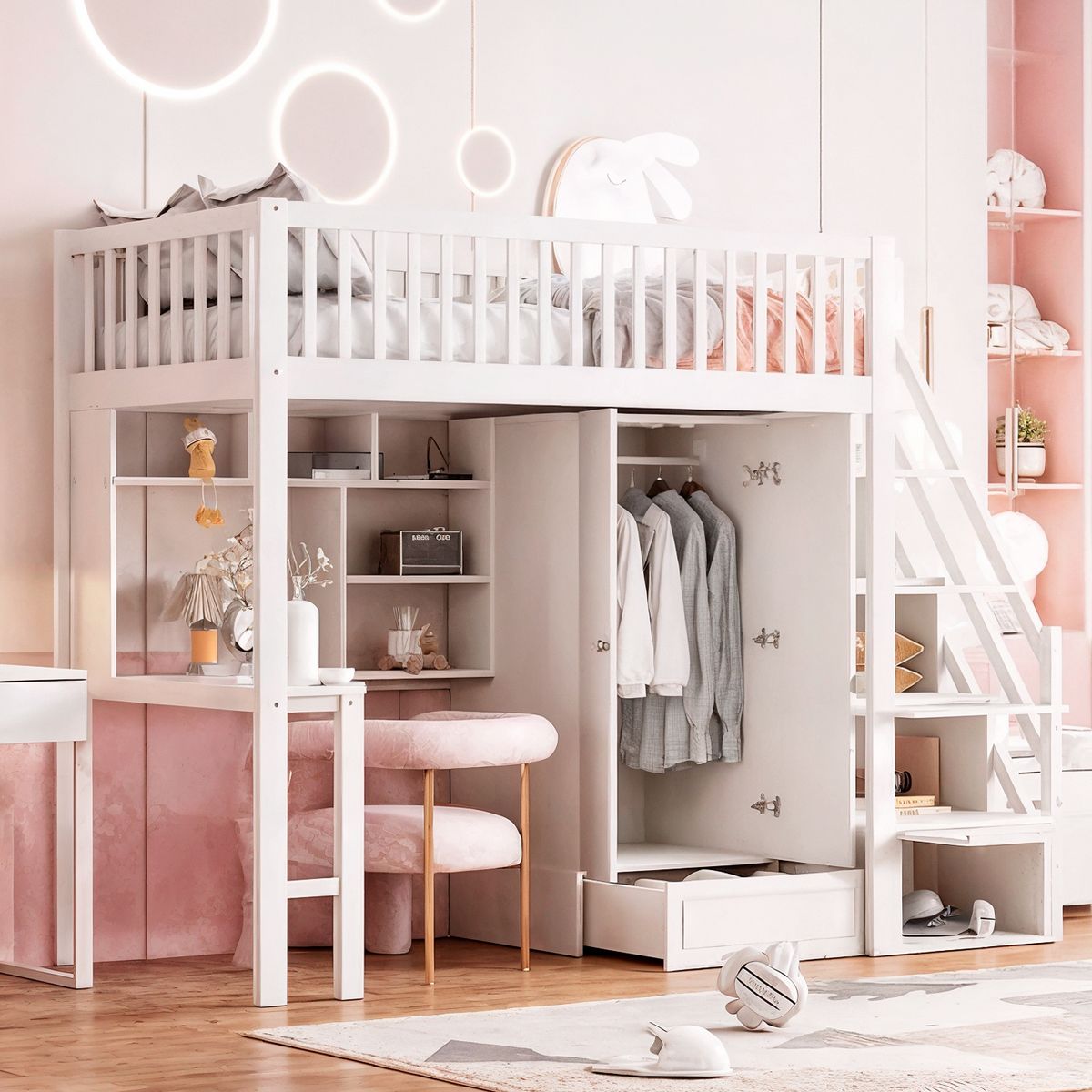 BH BARAKA HOME PREMIUM - Camarote Multifuncional Kork 1 Plz - Blanco