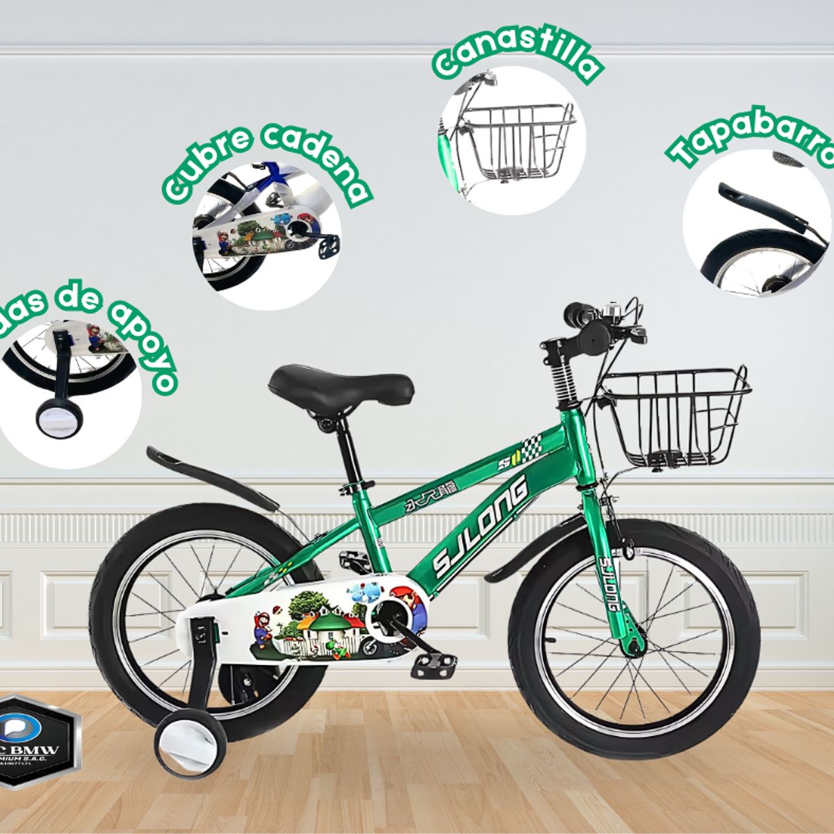 GENERICO - Bicicleta para Niño ARO 16 VERDE