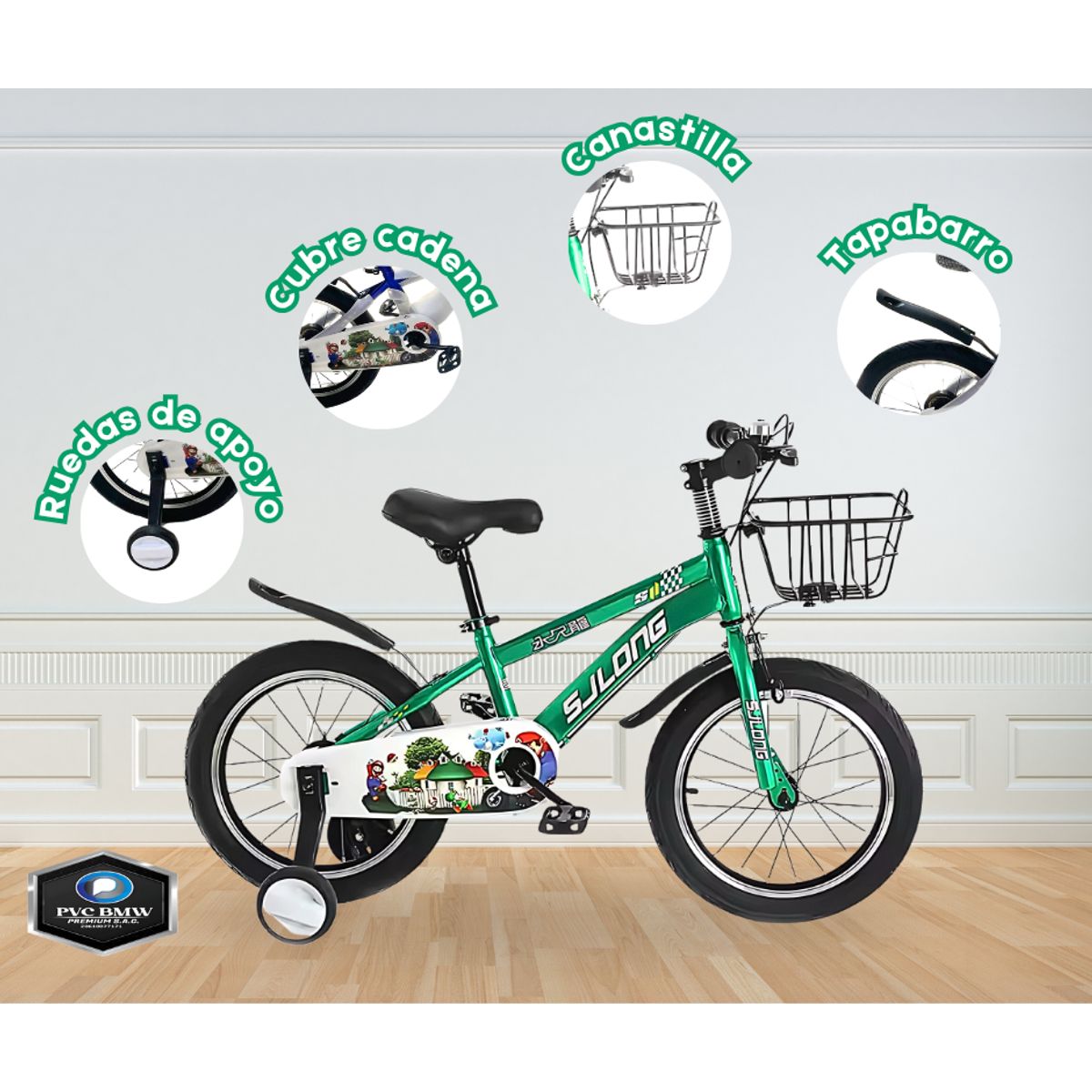 GENERICO - Bicicleta para Niño ARO 16 VERDE