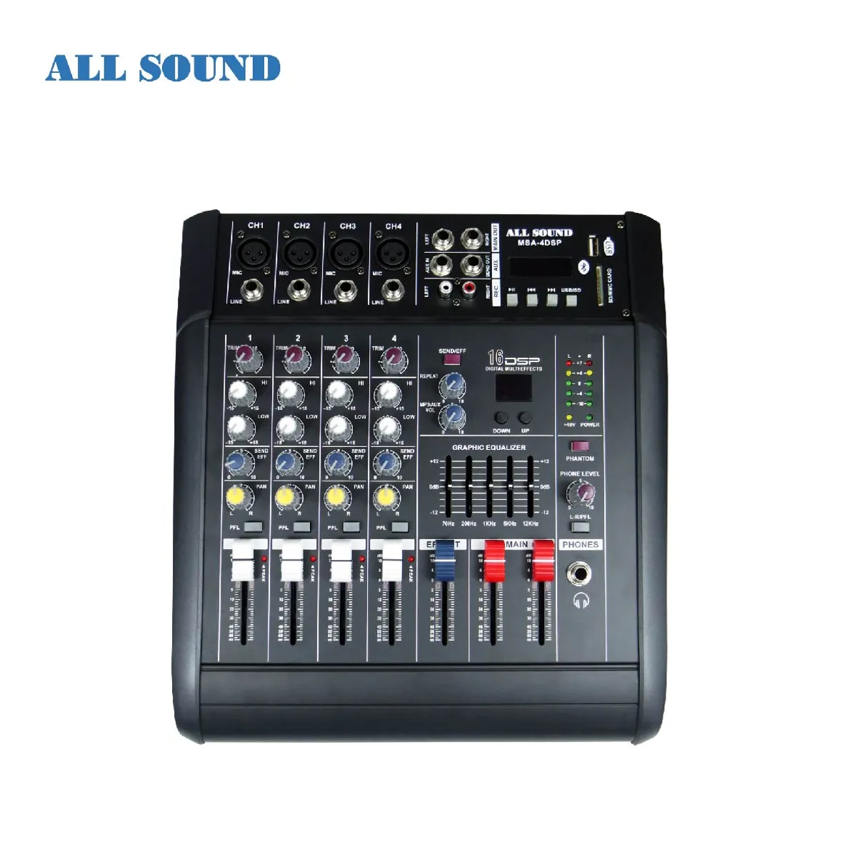 ALL SOUND - CONSOLA DE AUDIO 4 CANALES MSA-4DSP ALL SOUND