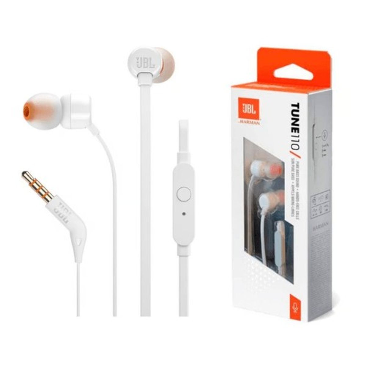 JBL - Audífonos Jbl Tune 110 Blanco Con Micrófono Y Conector 3.5Mm