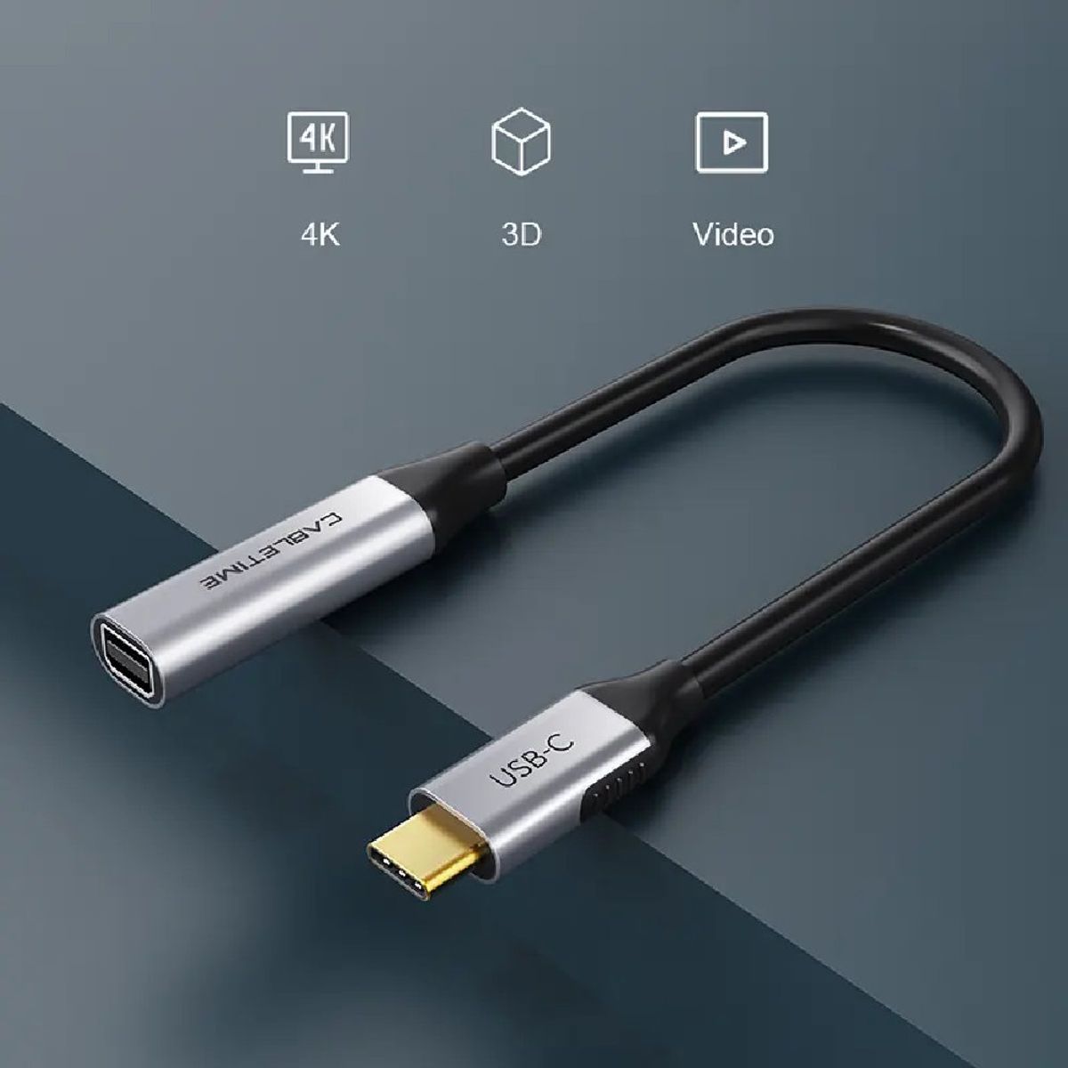 GENERICO - Adaptador de USB-C macho a Mini DisplayPort 4K hembra  CABLETIME CP14A
