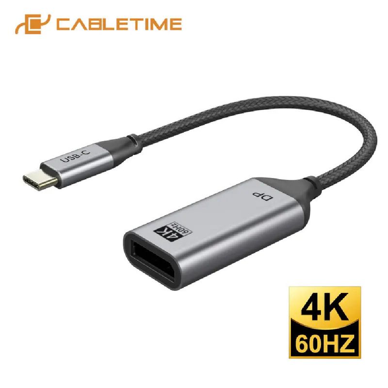 GENERICO - Adaptador de USB-C macho a DisplayPort 4K hembra CABLETIME CP13A