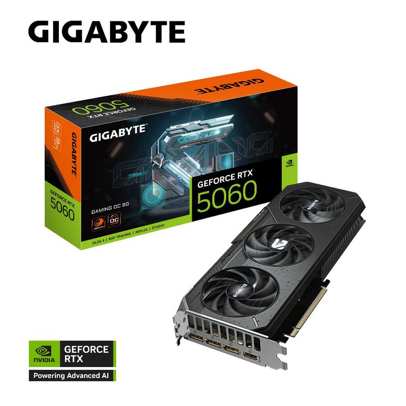 GIGABYTE - Tarjeta de Video Gigabyte GeForce RTX 5060 8GB GDDR7 Gaming OC (DLSS 4)