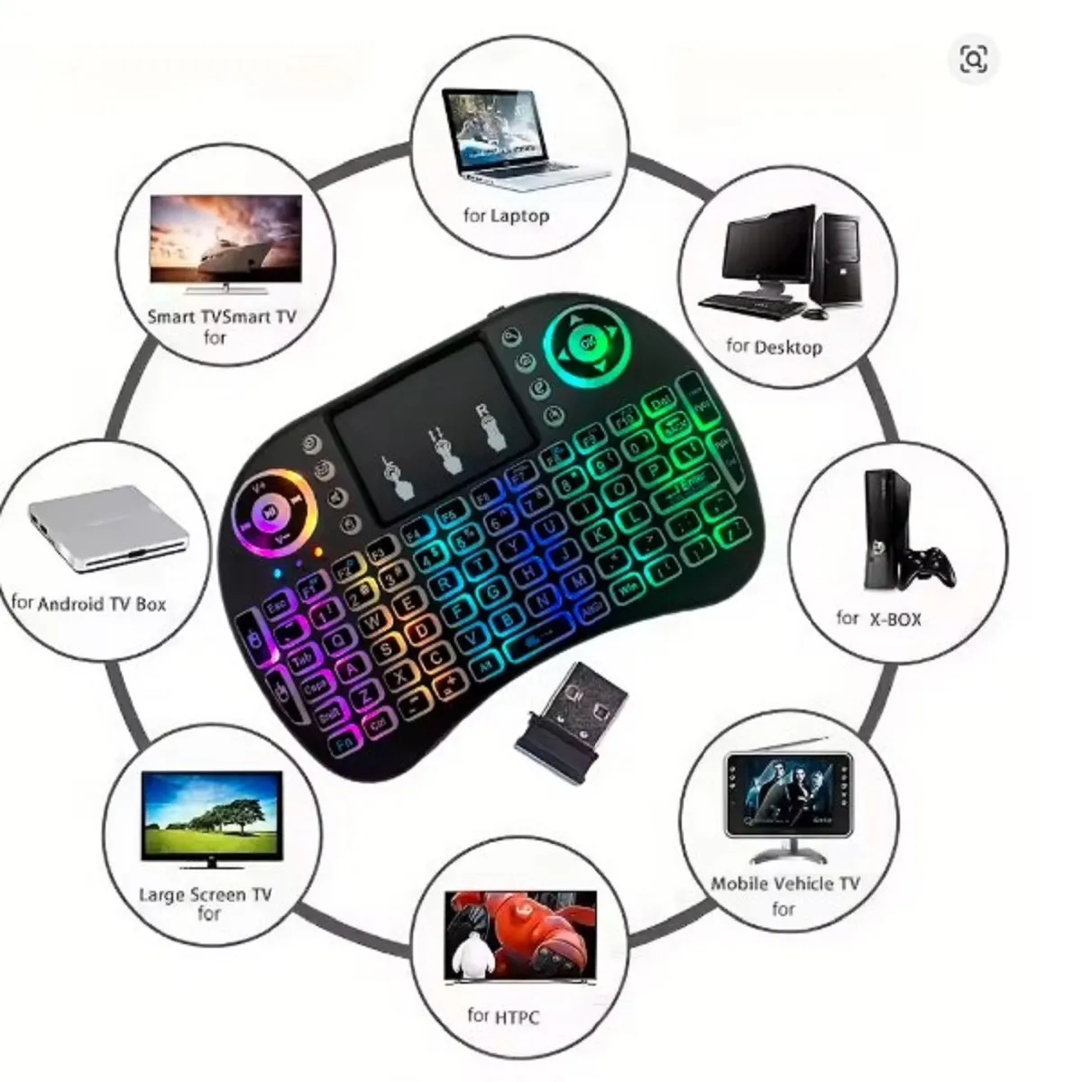 GENERICO - Mini Teclado Inalambrico Para PC TV ANDROID TV BOX Iluminado