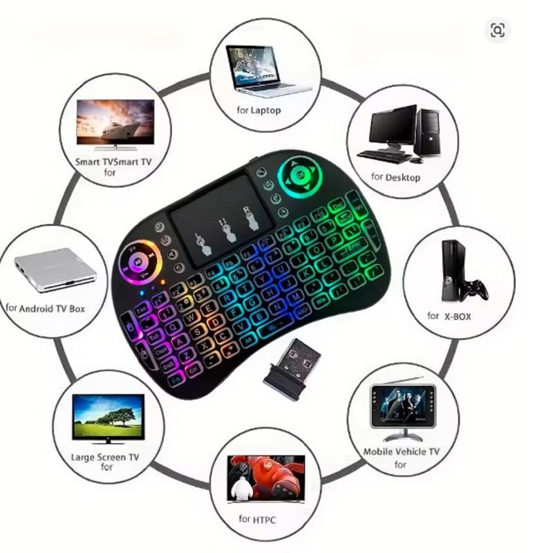 GENERICO - Mini Teclado Inalambrico Para PC TV ANDROID TV BOX Iluminado