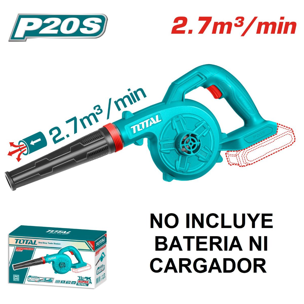 TOTAL TOOLS - Soplador Inalámbrica 20v  Pc Auto -TABLI20028