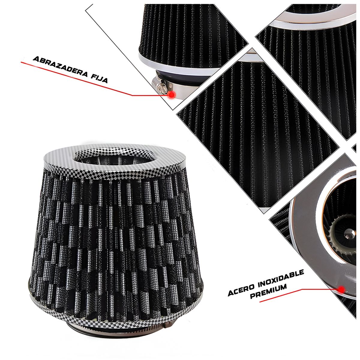 GENERICO - Filtro Conico Universal Carbon Black