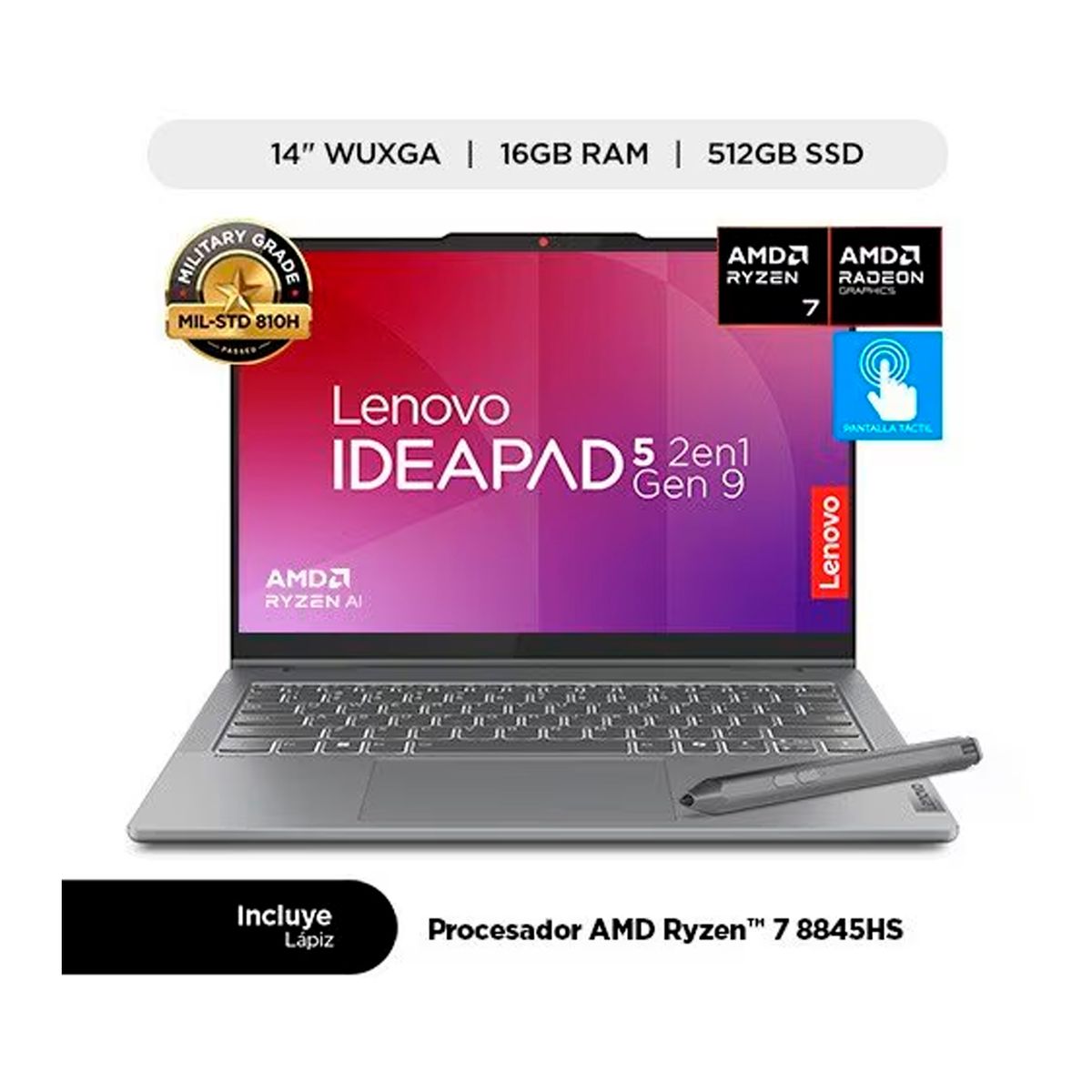 LENOVO - NOTEBOOK LENOVO IDEAPAD 5 2-IN-1 R7 8845HS 16G 512G 14 PN 83DR007QLM