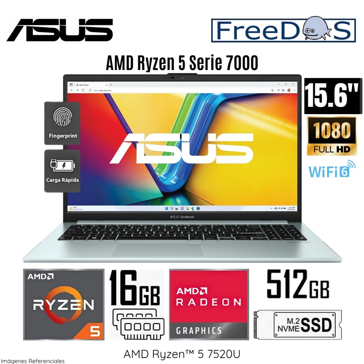 ASUS - Laptop Asus Vivobook E1504FA-NJ545 AMD Ryzen 5-7520U 16GB RAM 512GB SSD 15.6"  FHD - Free Dos
