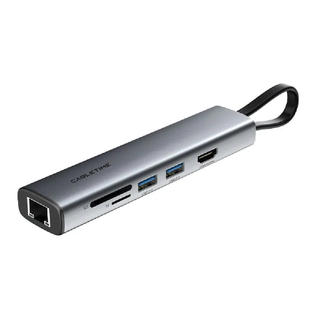 GENERICO - Adaptador Hub de USB-C a HDMI USB-A SD TF PD RJ45  CABLETIME CB23G