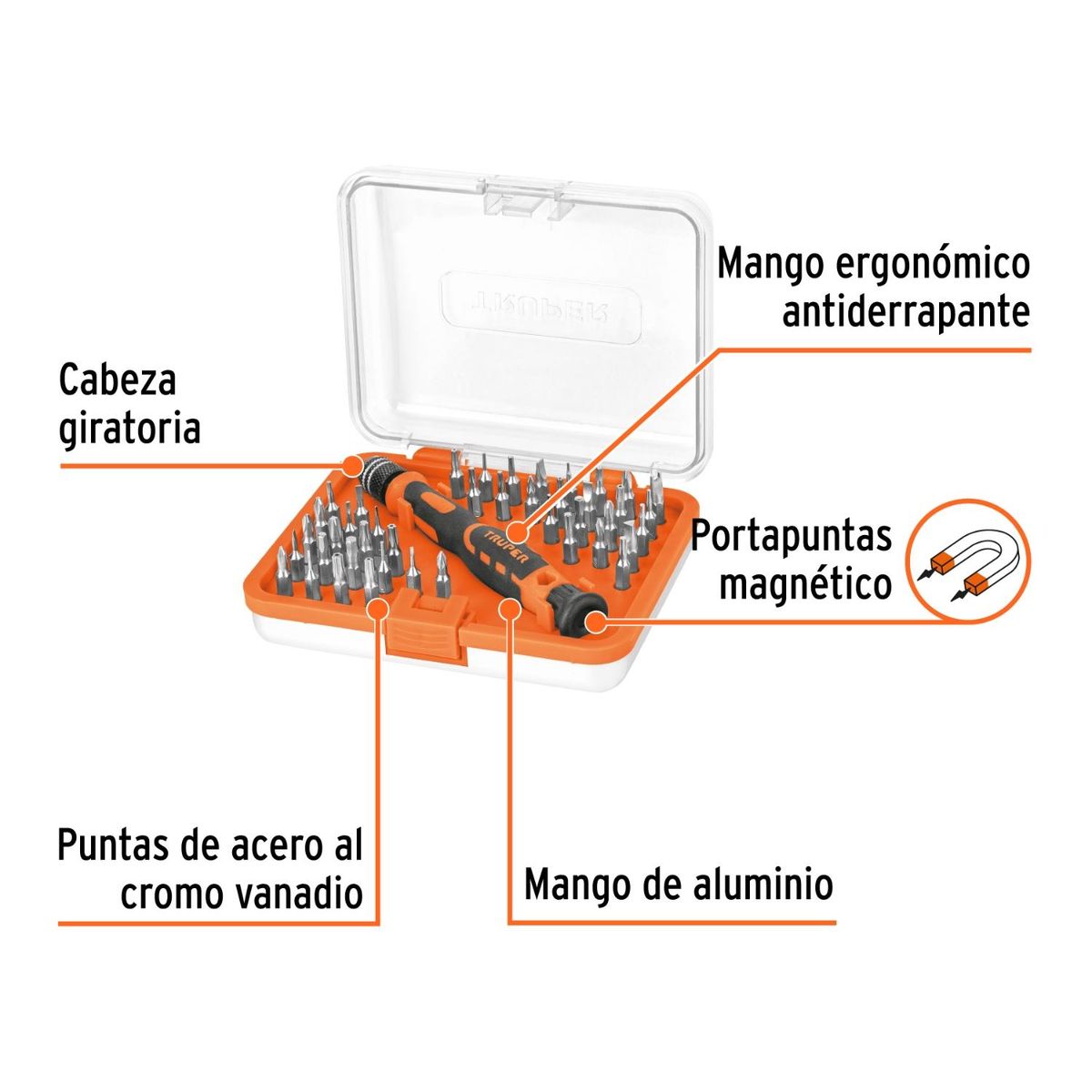 Truper - Juego desarmador joyero con 42 puntas Truper