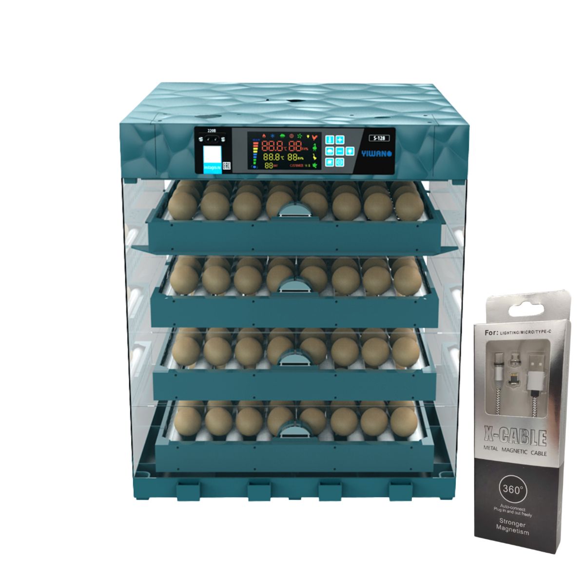 GENERICO - INCUBADORA AUTOMÁTICA DE 256 HUEVOS DUAL 220V-12V JERSIMPORT
