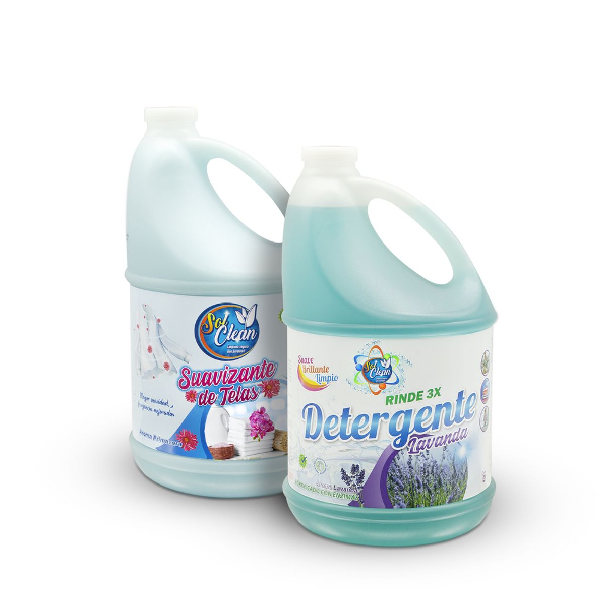 GENERICO - Pack Detergente Líquido Sol Clean 4 Lt  Lavanda + Suavizante Sol Clean 4 Lt Aroma Primavera