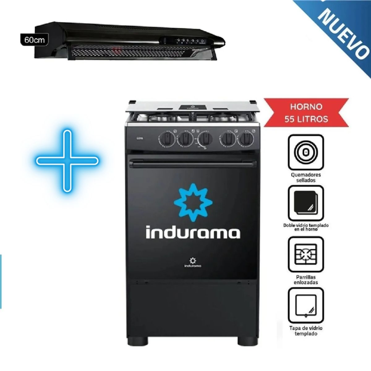 INDURAMA - Combo Indurama Cocina Goya y Campana CEI-602NE - Negro