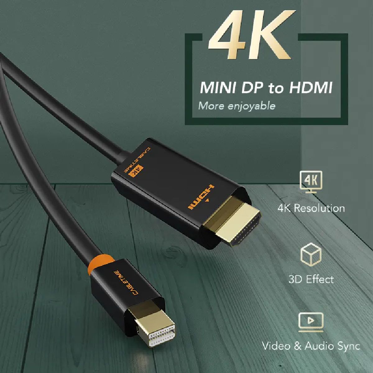 GENERICO - Cable Mini DisplayPort macho a HDMI macho de 18M CABLETIME CD51K