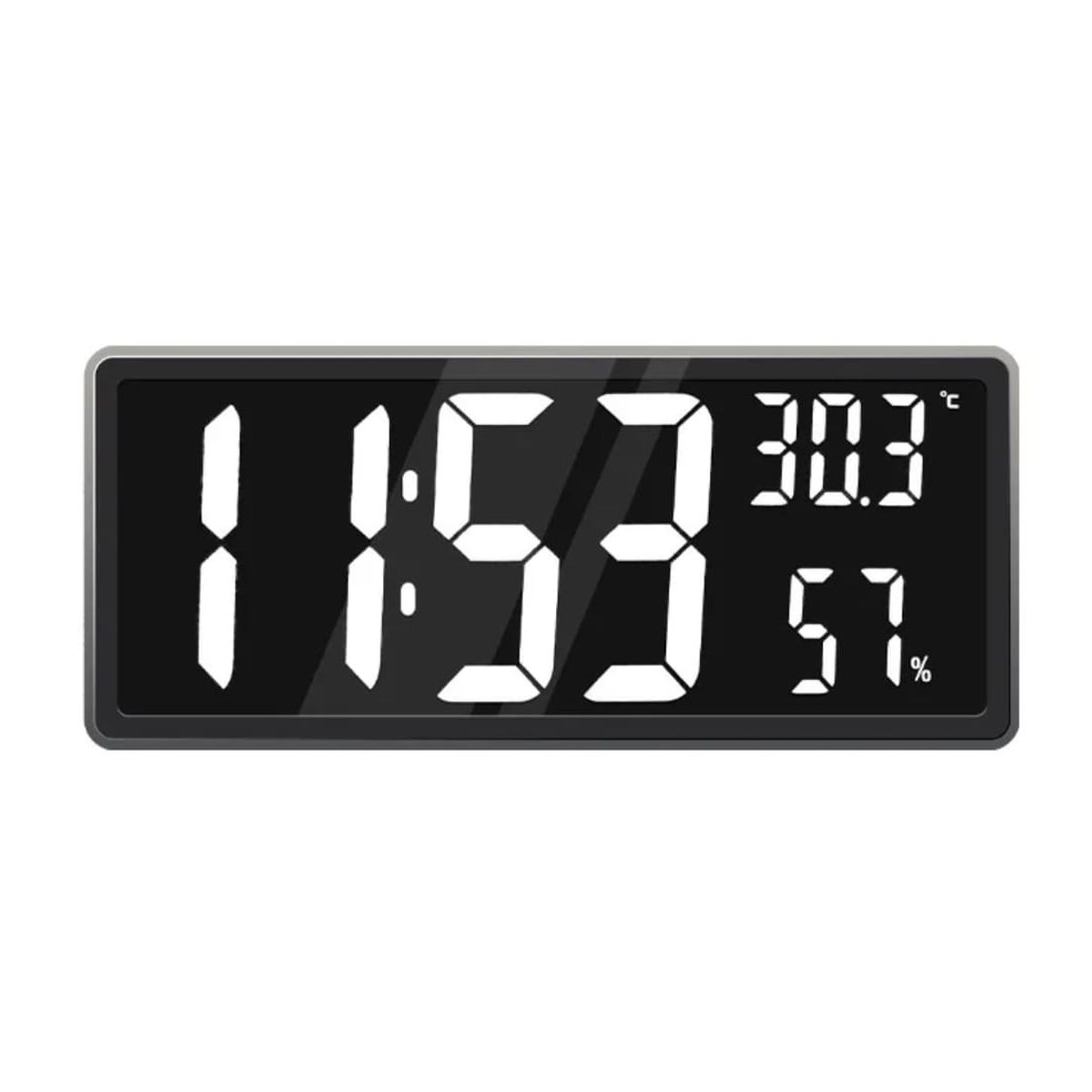 GENERICO - Reloj Digital de pared 41x17cm  con Control remoto Humedad y Temperatura