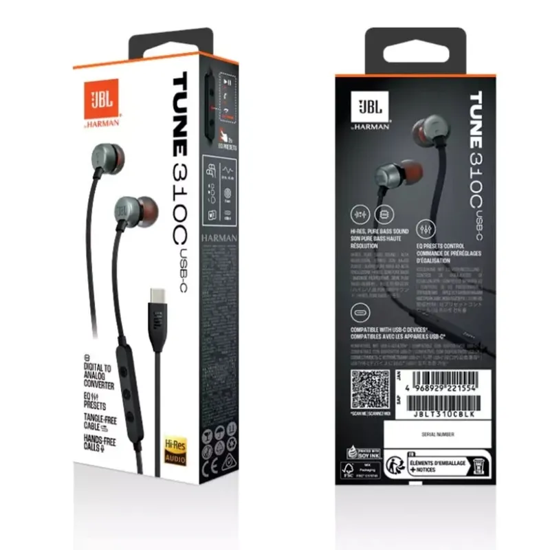 JBL - Auriculares JBL USB-C Tune 310C Con Microfono - Negro