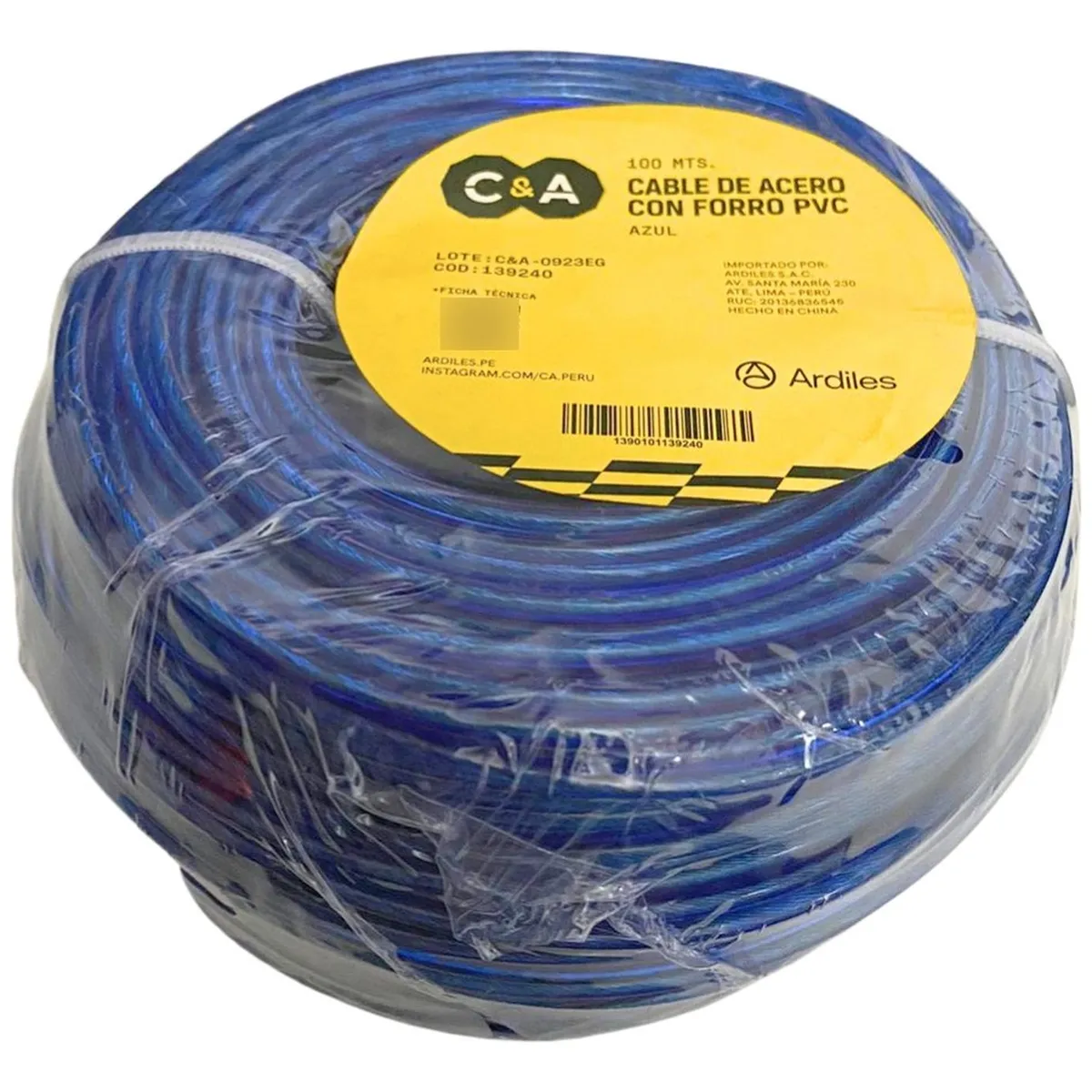 C&A - Cable de acero con forro pvc azul 100 metros C&A