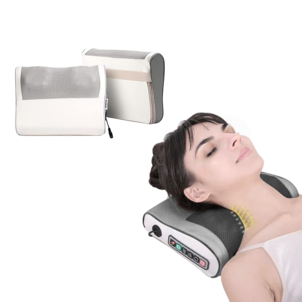 BOMIDI - Almohada Masajeadora Eléctrica Espalda Bomidi Mp1  Blanco