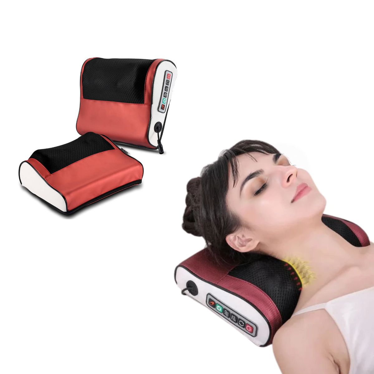 BOMIDI - Almohada Masajeadora Eléctrica Espalda Bomidi Mp1 Rojo