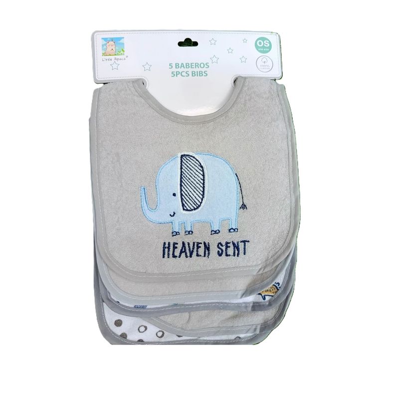 GENERICO - PACK 5 BABERO DE FELPA - ELEFENTE GRIS