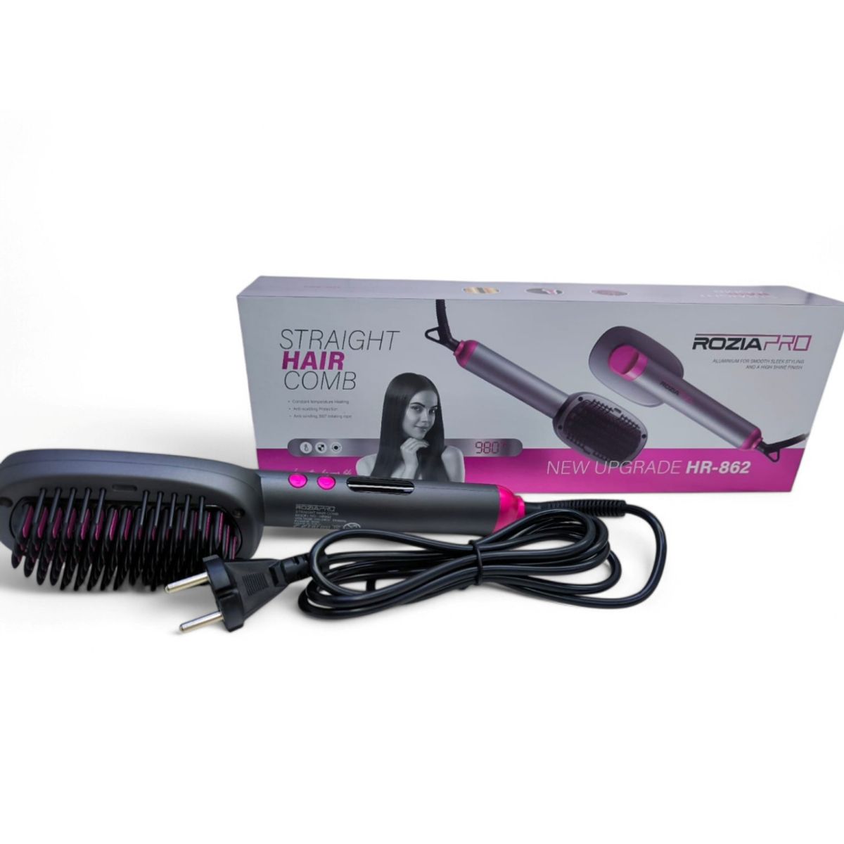 GENERICO - Cepillo de Cabello Electrico Rozia Peine Alisador 980°F