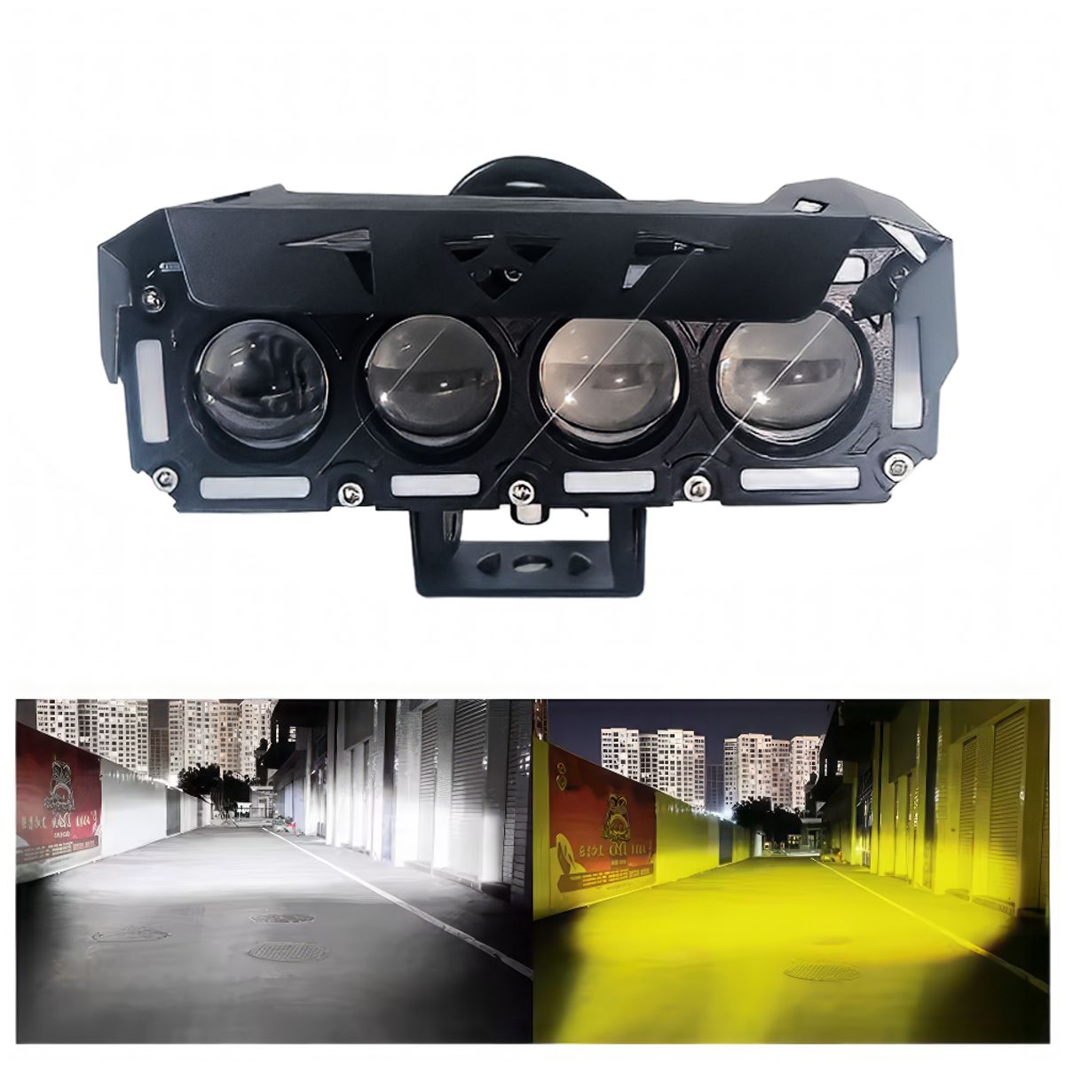 GENERICO - Par Faros Hiperled 3 Lupas Pesado con ventilador Luz dual +diurna