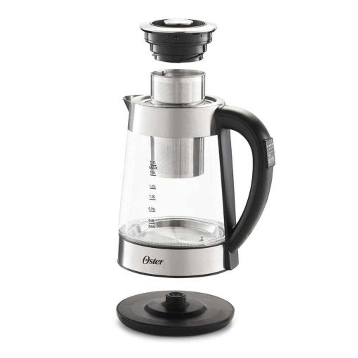 OSTER - Hervidor Oster® Eléctrico de Vidrio BVSTKT8990 Acero/Negro