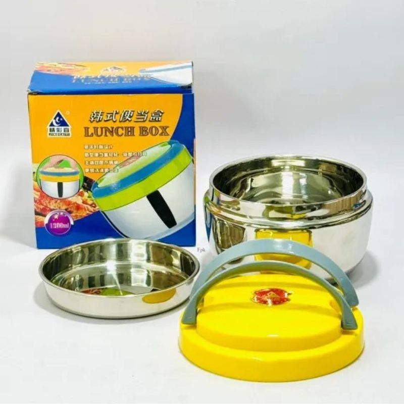 GENERICO - Lonchera Táper Térmico de 2 Niveles de Acero Inoxidable – 1200ml