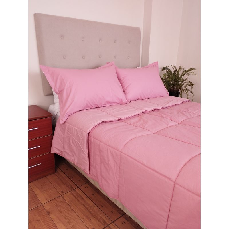 GENERICO - EDREDON 2 PLAZAS PERU PIMA ROSA GLADIOLO + FUNDAS DE ALMOHADA PROMO