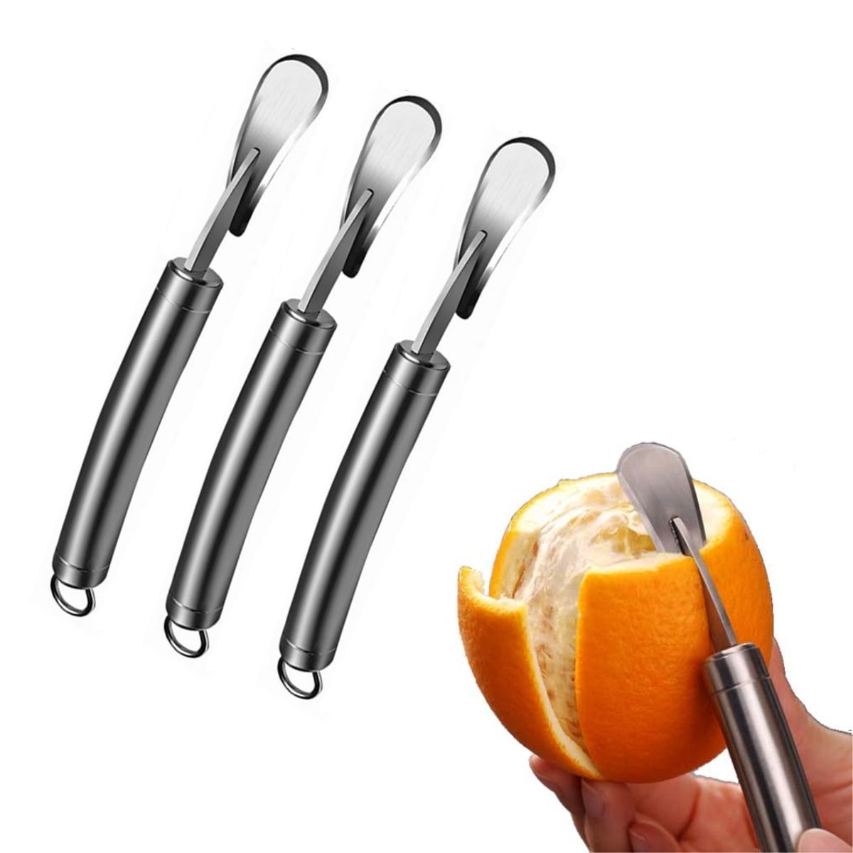 GENERICO - PACK X3 PELADOR DE NARANJA 18CM ACERO INOXIDABLE 304