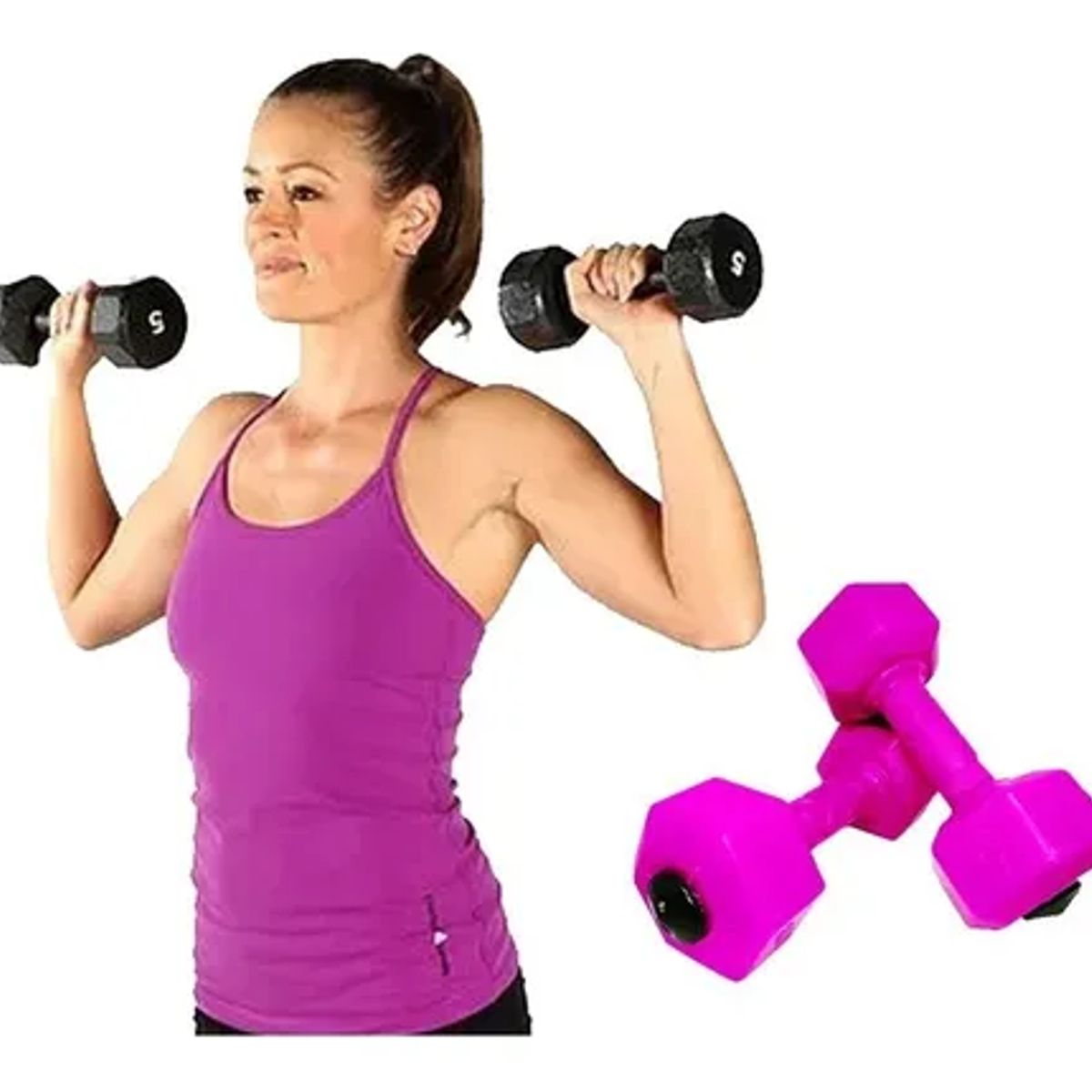 GENERICO - Mancuernas 2 Kg Pesa Hexagonal Mancuerna PVC Pesas