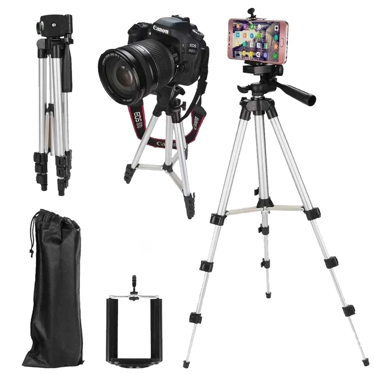 GENERICO - Tripode para Celular Camara  Aluminio 1345mm Rosca 1/4