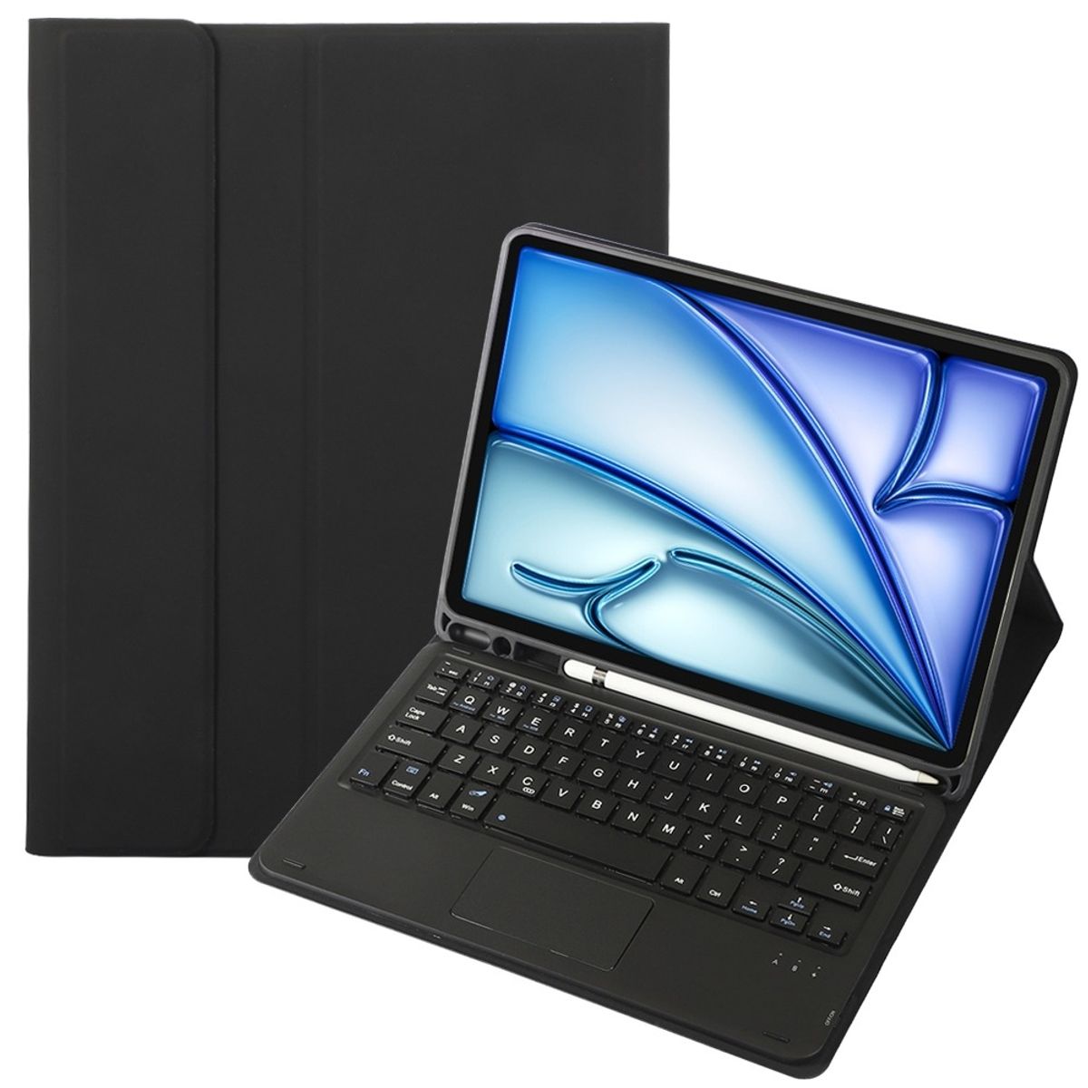 GENERICO - Funda Con Teclado Bluetooth Para iPad Air 13 M3 M2 / Pro 12.9" - NEGRO