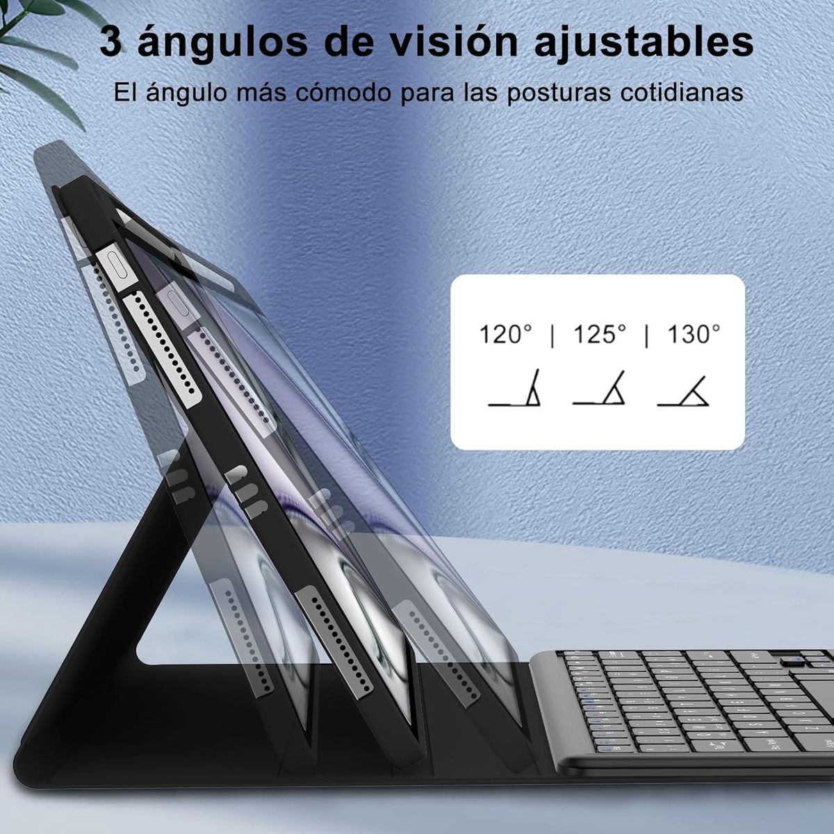 GENERICO - Funda Con Teclado Bluetooth Para iPad Air 13 M3 M2 / Pro 12.9" - NEGRO