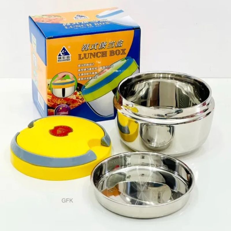 GENERICO - Lonchera Táper Térmico de 2 Niveles de Acero Inoxidable – 1200ml