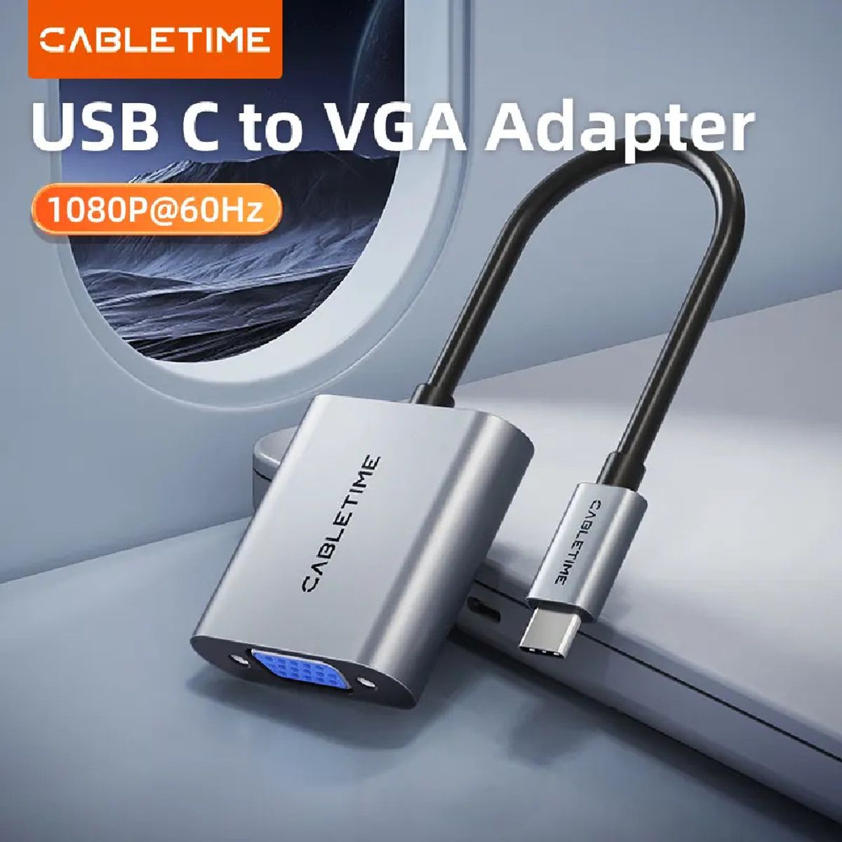 GENERICO - Adaptador de USB-C macho a VGA hembra  CABLETIME CP17A
