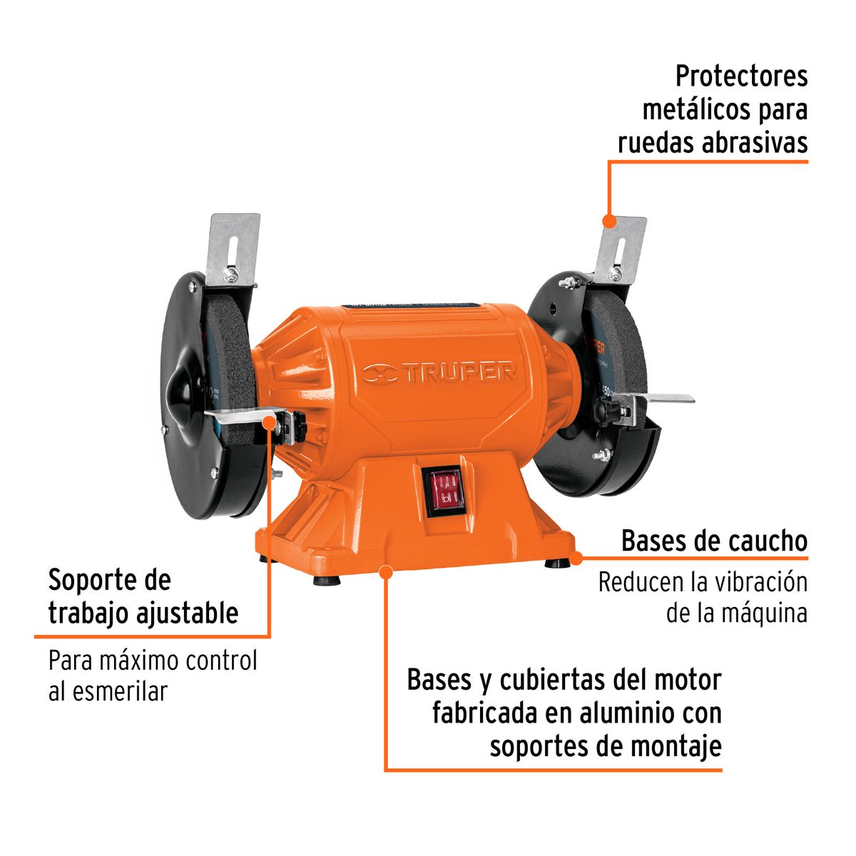 TRUPER - AMOLADORA DE BANCO 6", 1/2 HP, 220 V, TRUPER 16142